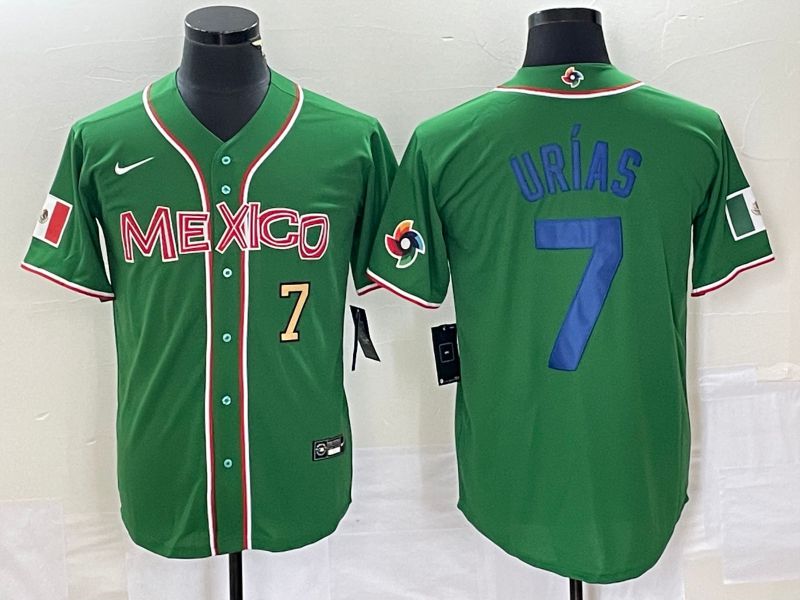 Men 2023 World Cub Mexico #7 Urias Green blue Nike MLB Jersey4